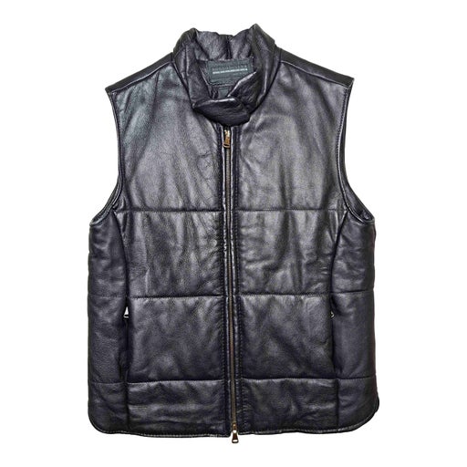 Sleeveless leather down jacket