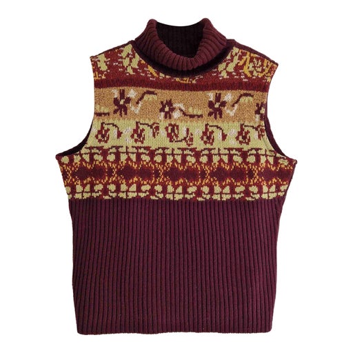 Pull sans manche jacquard