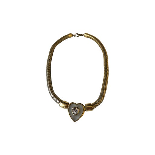 Golden heart and rhinestone necklace