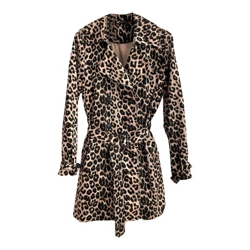 Leopard cotton trench coat