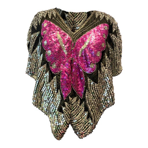 Sequin and silk top