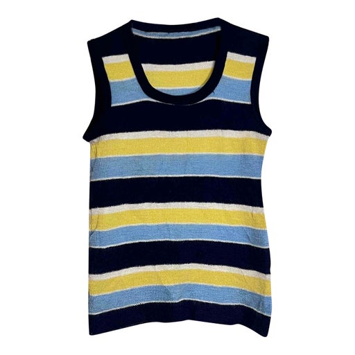 Pull sans manche à rayures