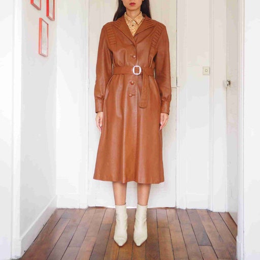 Leather trench coat