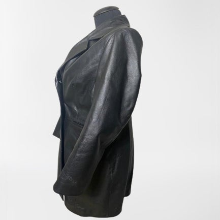 Leather trench coat