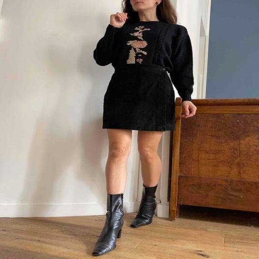 Suede wrap skirt