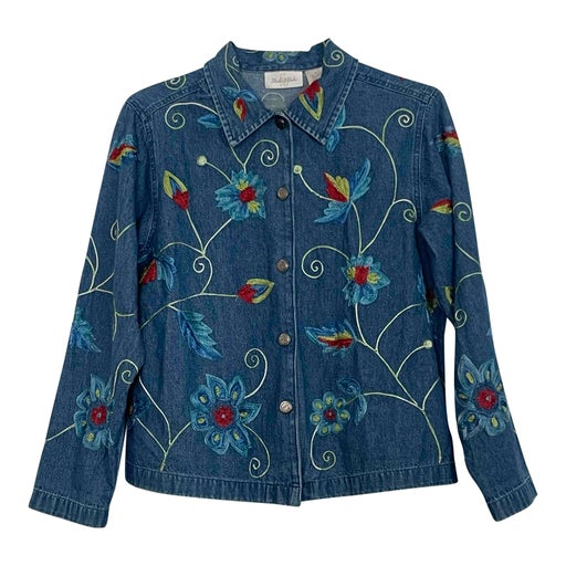 Embroidered denim shirt