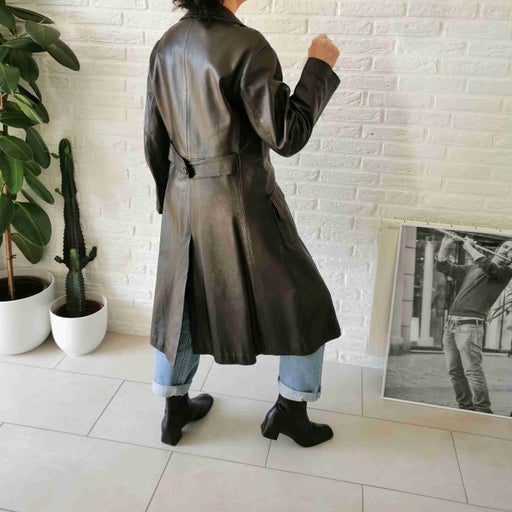 Leather trench coat
