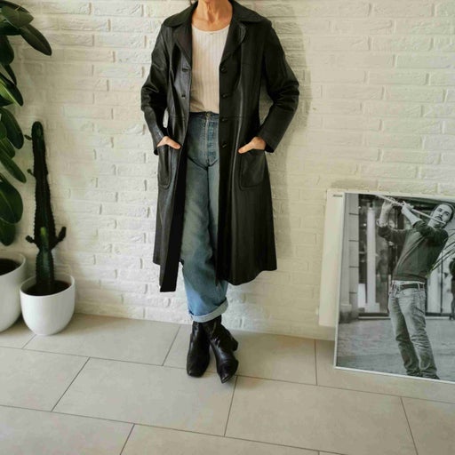 Leather trench coat
