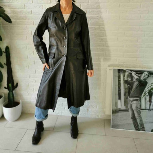 Leather trench coat