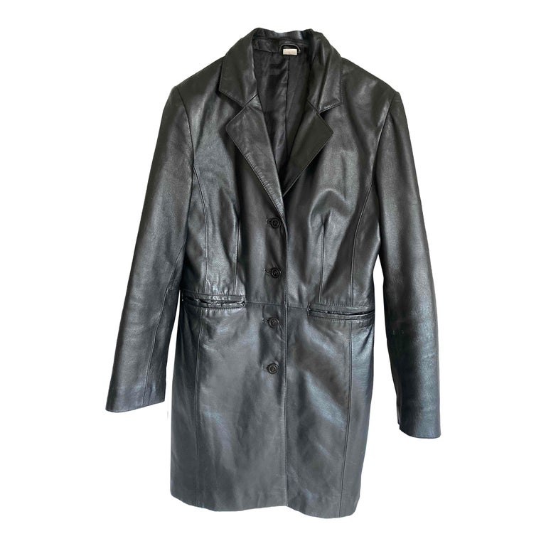 Leather trench coat