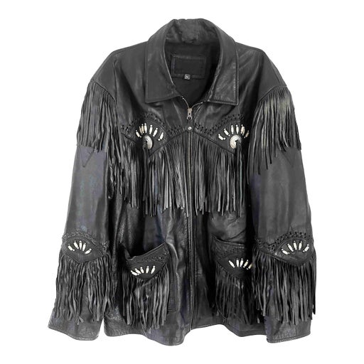 Fringed leather jacket