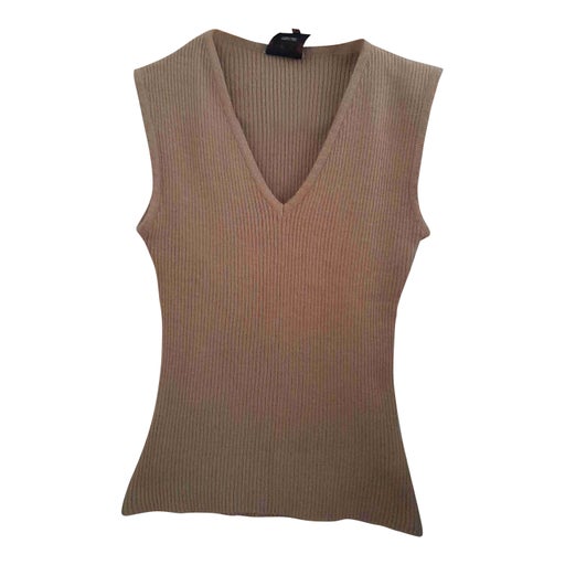 Pull sans manche côtelé