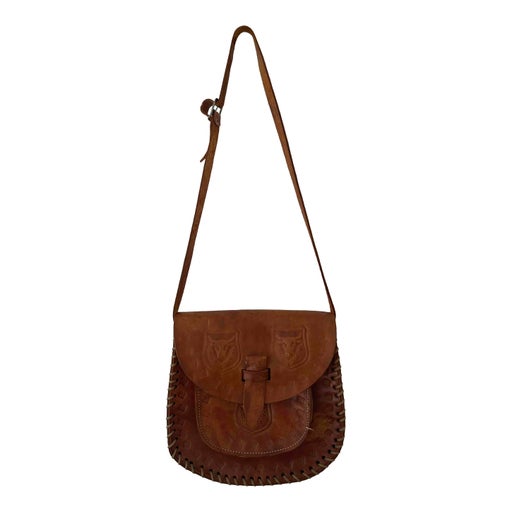 Engraved leather messenger bag