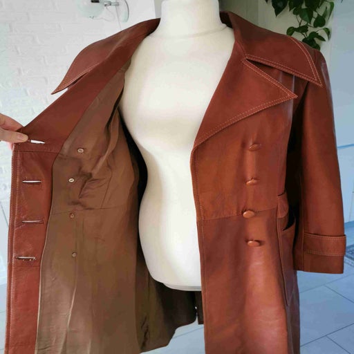 Leather trench coat