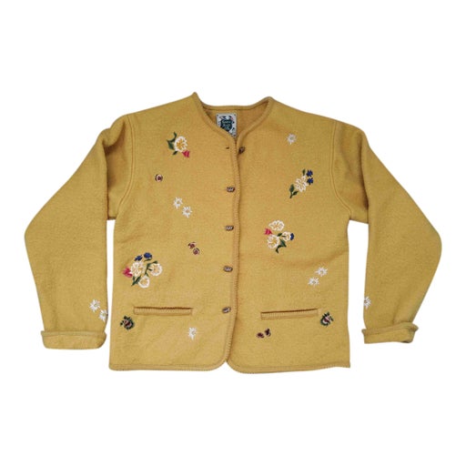Embroidered wool cardigan