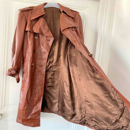 Leather trench coat