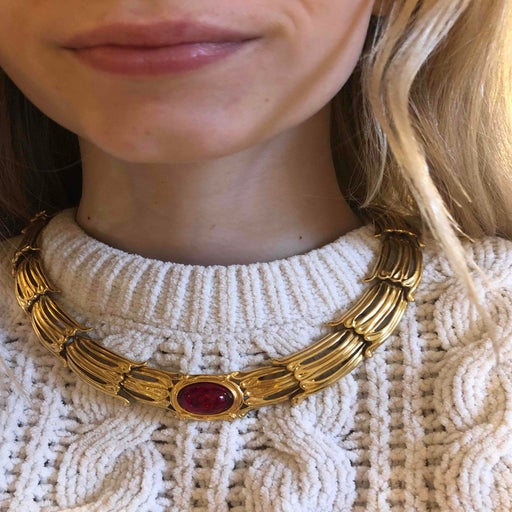 Golden metal necklace