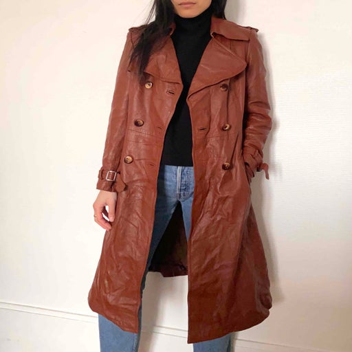 Leather trench coat