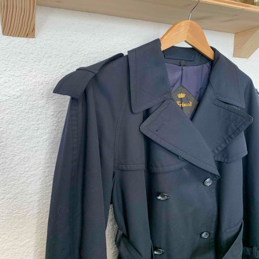 Navy blue trench coat