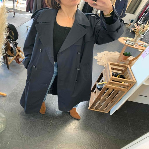 Navy blue trench coat