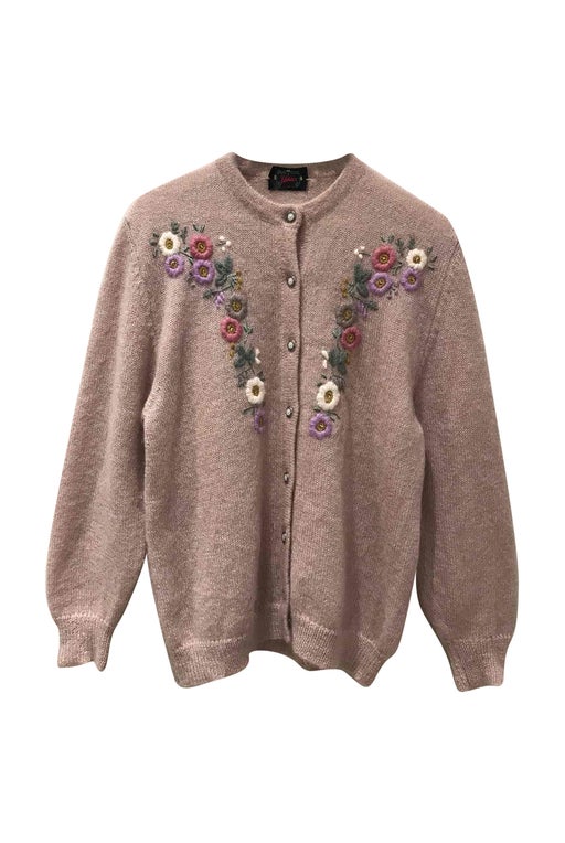 Flower-embroidered cardigan