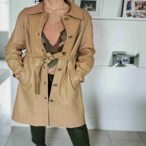 Leather trench coat