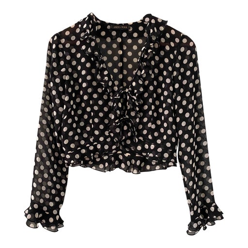 Polka dot knotted blouse