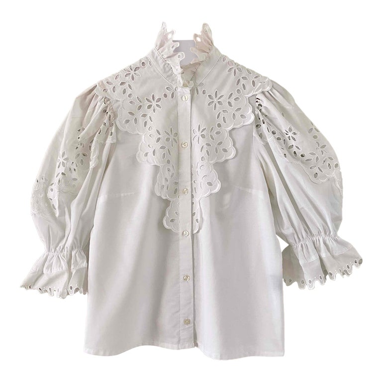 Blouse autrichienne en coton mélangé, col