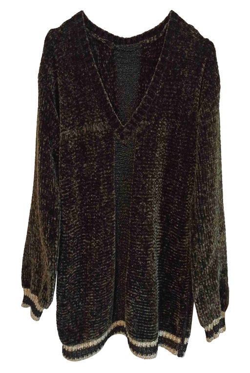 Chenille knit and lurex sweater