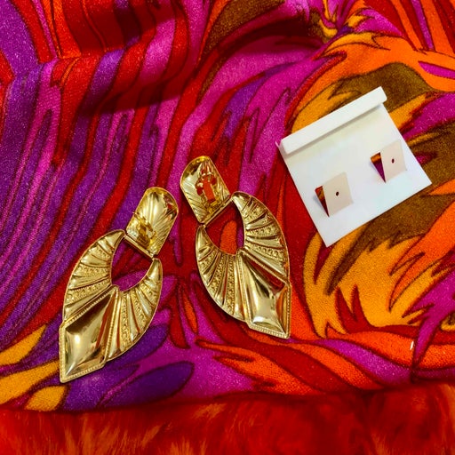 Golden metal earrings
