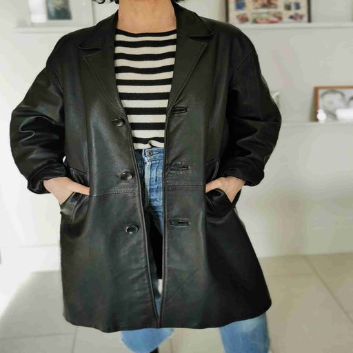 Leather trench coat