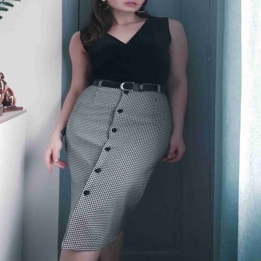 Gingham pencil skirt