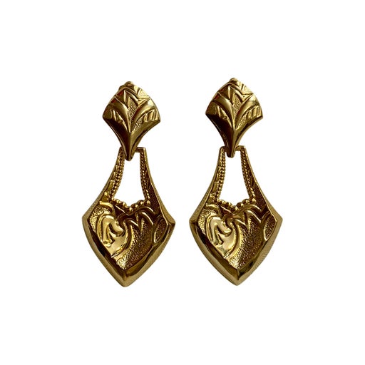 Golden metal earrings