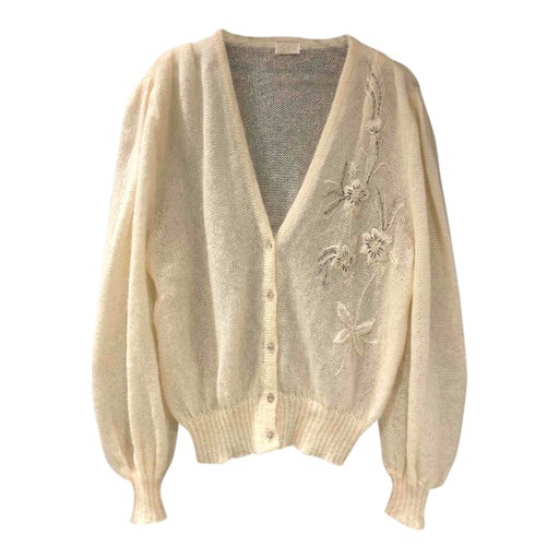 Embroidered mohair cardigan