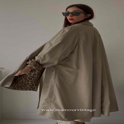 Collarless trench coat