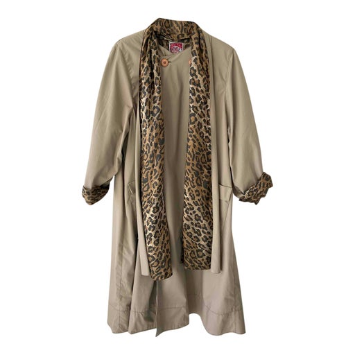 Collarless trench coat
