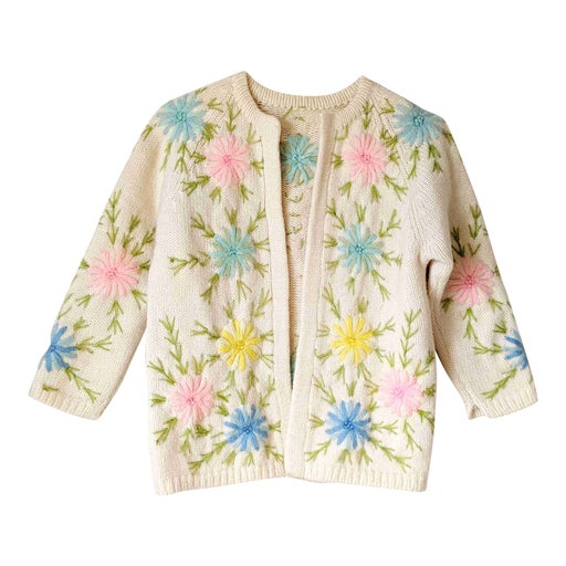 Embroidered wool cardigan
