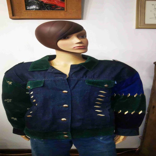 Denim and velvet jacket