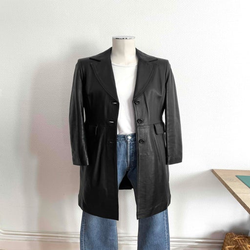 Leather trench coat