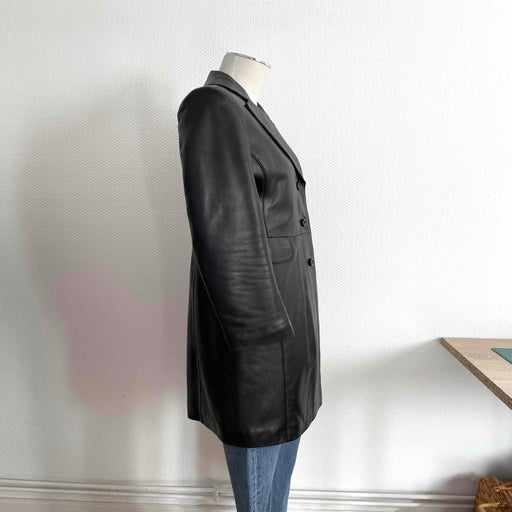 Leather trench coat