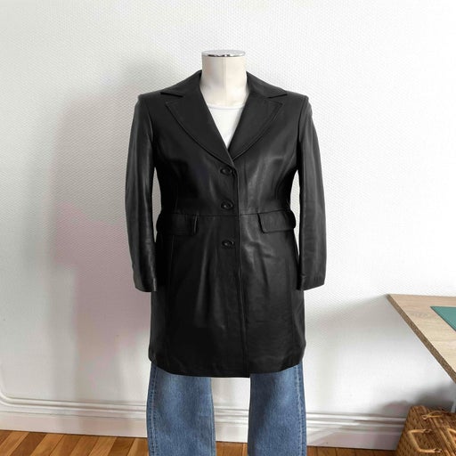 Leather trench coat
