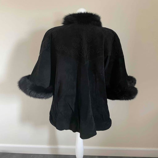 Leather and fur cape