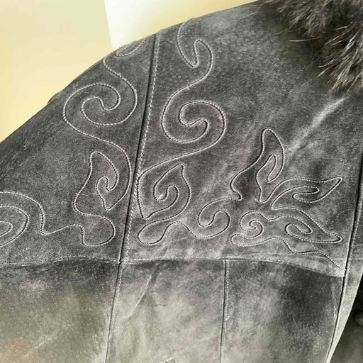 Leather and fur cape