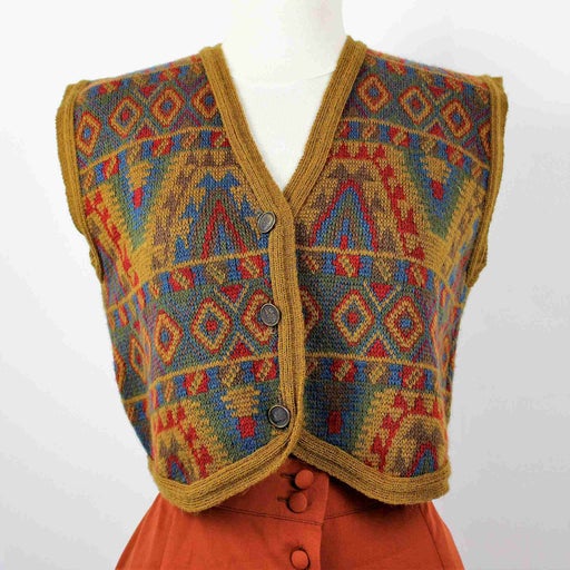 Sleeveless jacquard cardigan