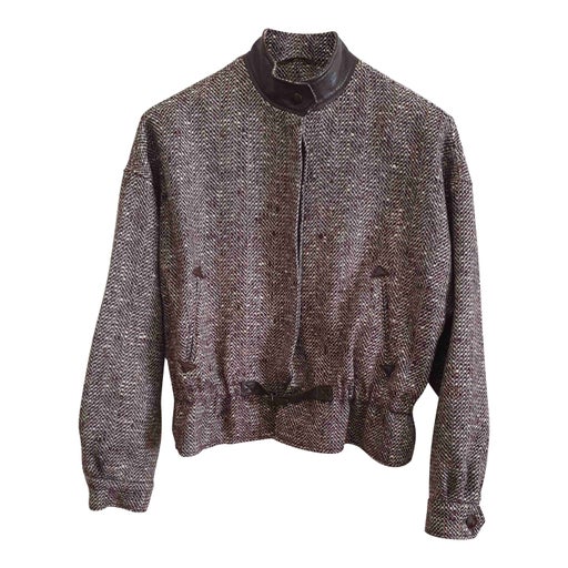 Blouson en laine et cuir