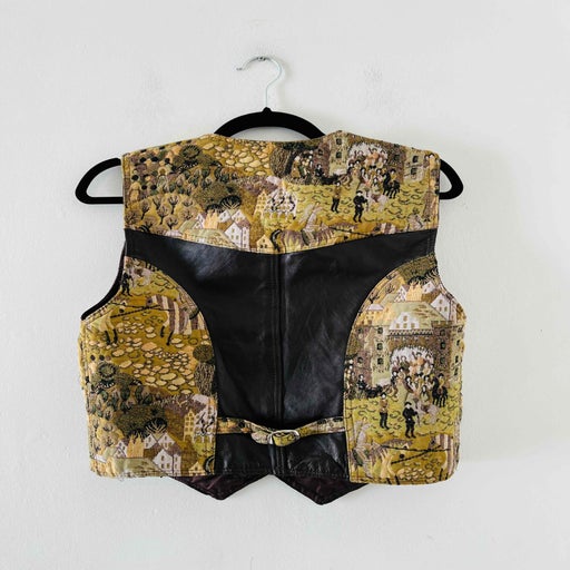Sleeveless cotton and leather vest