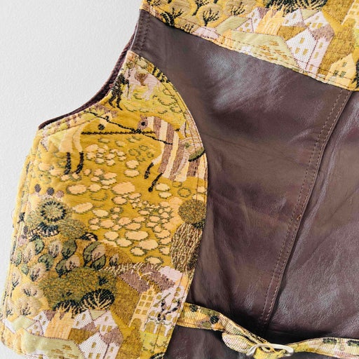Sleeveless cotton and leather vest