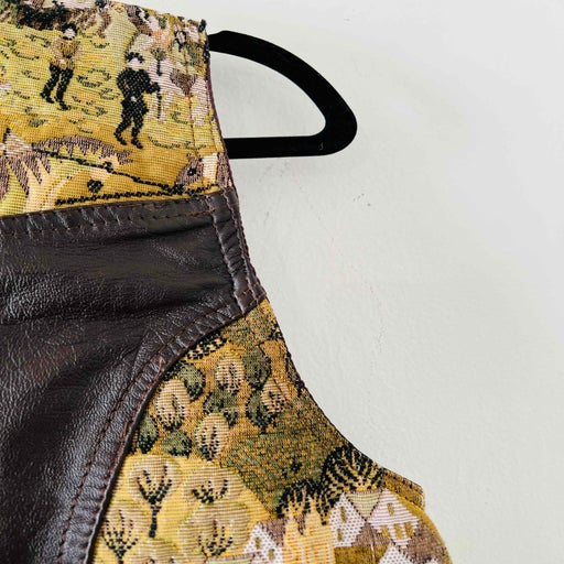 Sleeveless cotton and leather vest