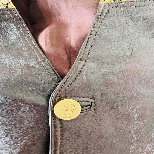 Sleeveless cotton and leather vest