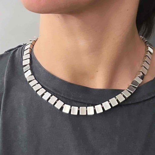 Silver metal necklace